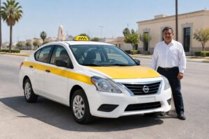 Un taxi estacionado en una calle de Piedras Negras.